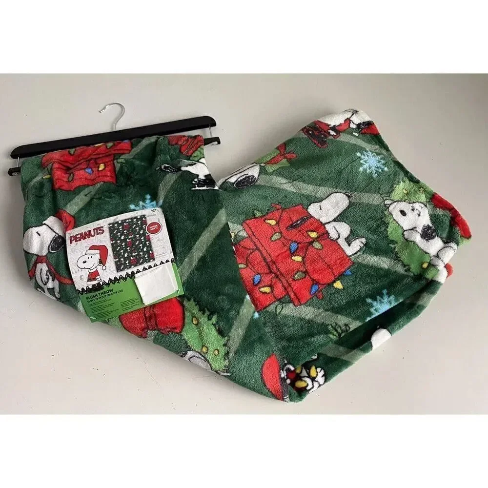 Peanuts Snoopy Christmas Lights Dog House‎ Santa Soft Throw Blanket 50 X 70” NEW